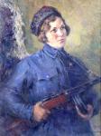 Модоров Ф. А. Портрет партизанки Вали Сафроновой. 1942